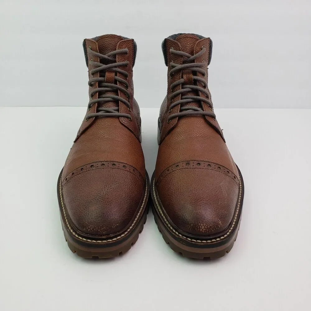 Warfield & Grand Darren Mens Size 8.5 Brown Leather Cap Toe Brogue Boots Shoes